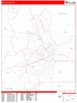 Wichita Falls  Wall Map Red Line Style